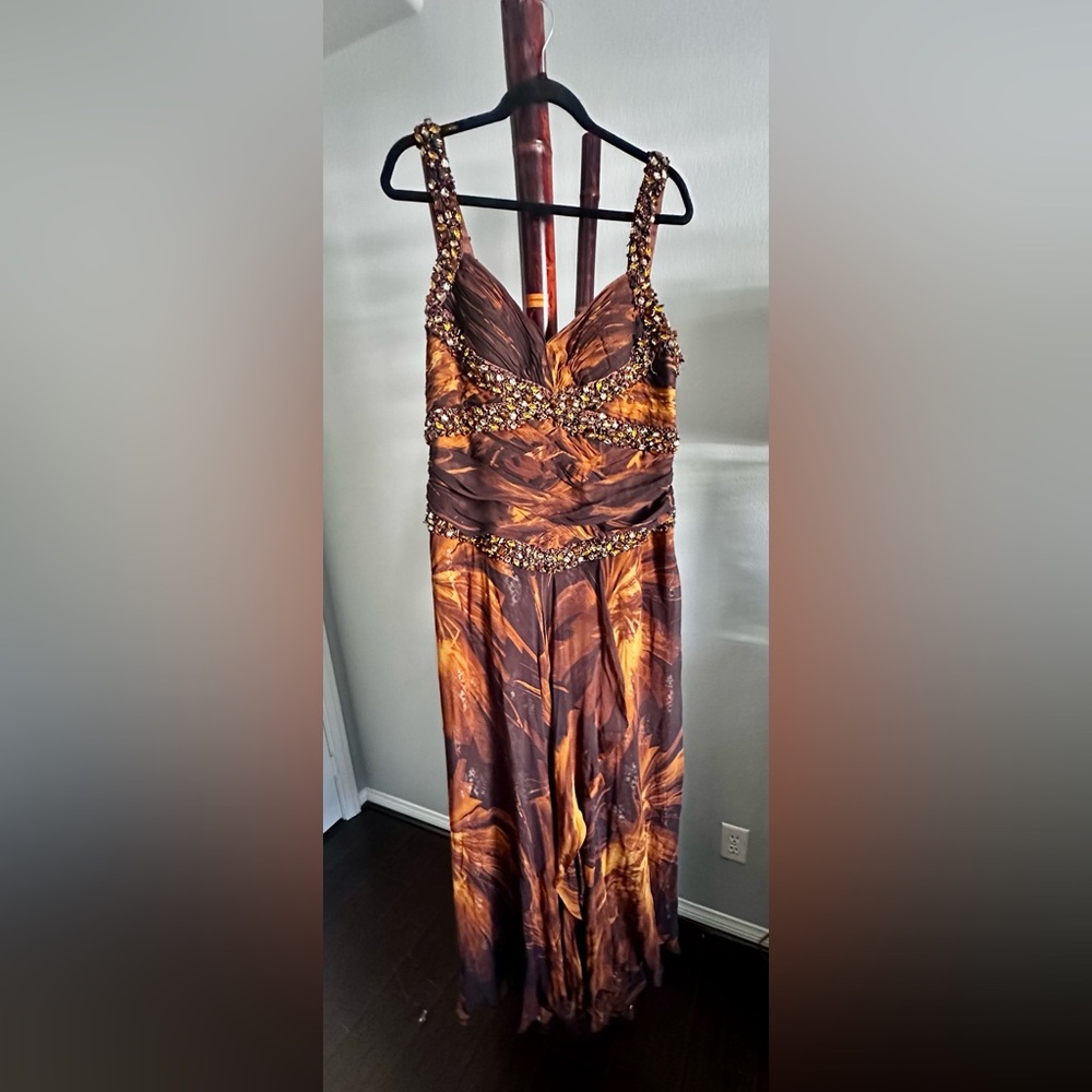 Elegant Brown and Orange Women's Dress